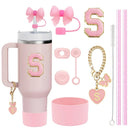Axyaa Stanley Cup Accessories Set with Straw, Brush, Flower Charm, Stopper, and Boot.