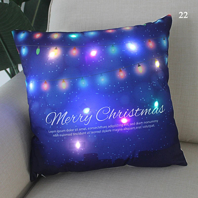 Axyaa LED Santa Claus Cushion Cover: Festive Light-Up Pillowcase for Home Decor
