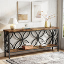 Axyaa Industrial Narrow Sofa Table with Storage, 70.9-Inch Long Entry Console Table