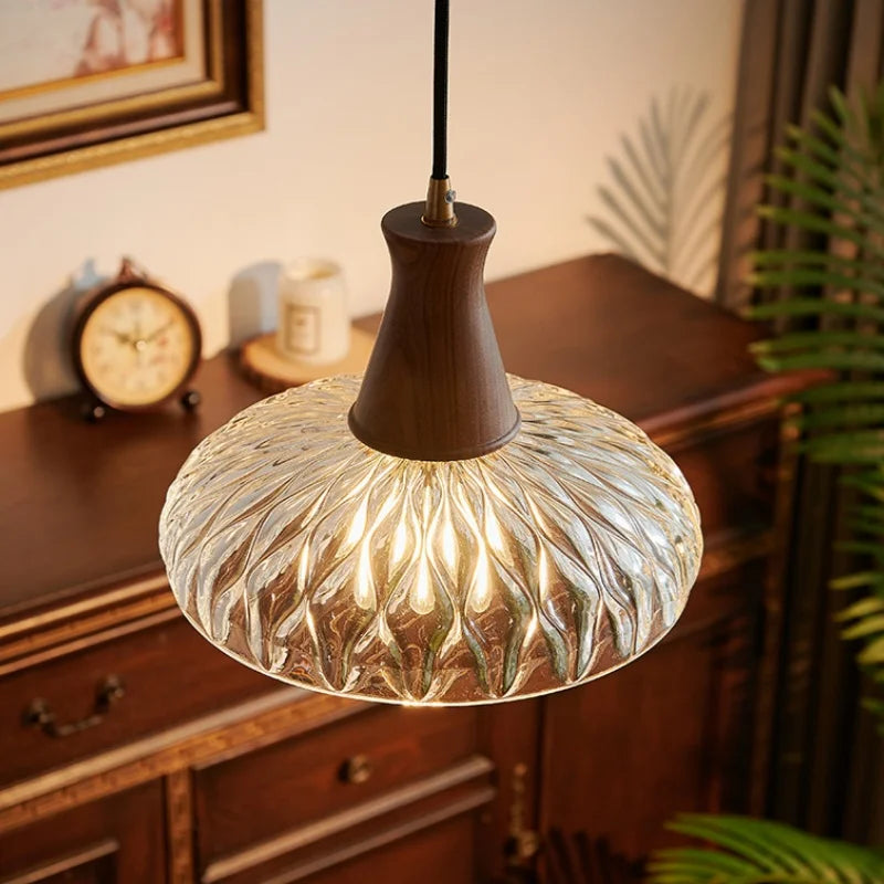 Axyaa Japanese Style LED Glass Pendant Lamp for Kitchen, Bedroom & Living Room