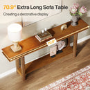 Axyaa 2-Tier Extra Long Wood Console Table, Narrow Sofa Entryway Table with Storage
