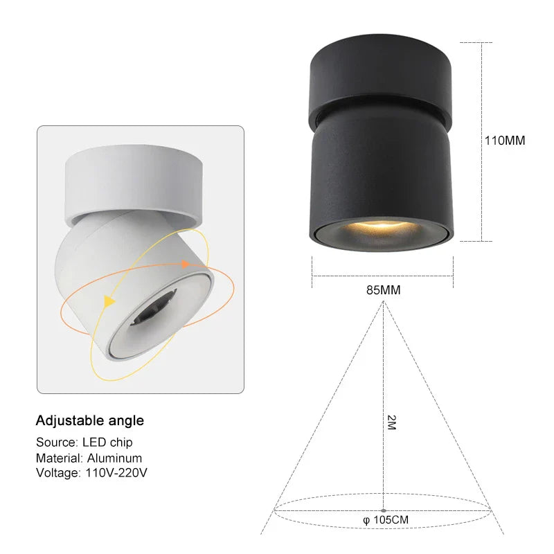 Axyaa Adjustable LED Ceiling Downlight: Modern Lighting for Living Room, Restaurant, Hotel