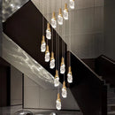 Axyaa Crystal Chandelier Stair Pendant Lamp Living Room Interior Lighting