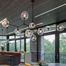 Axyaa Glass LED Chandelier: Modern Loft Decor Pendant Lamp for Living Room, Kitchen, and Villa
