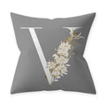 Axyaa Grey Flowery Print Alphabetic Cushion Cover for Home Sofa Decor 45x45cm