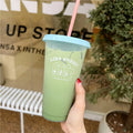 Axyaa Bowknot Tumbler: Cute Straw Cup for Ice Coffee, Tea, Juice - Portable & Kawaii