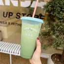 Axyaa Kawaii Bowknot Tumbler: Portable Cute Plastic Cup with Straw for Drinks