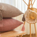 Axyaa Linen Tassel Throw Pillow Covers - Boho Farmhouse Home Decor