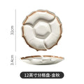Axyaa Ceramic Sushi Plate, Four Grid Divided Vegetable & Fruit Plate