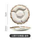 Axyaa Ceramic Sushi Plate, Four Grid Divided Vegetable & Fruit Plate
