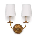 Axyaa Gold Foil Wood Wall Lamp with Fabric Shade for Retro Living Room Decor