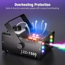 Axyaa 1500W RGB Fog Machine with 6 LED Lights & Remote Control for Stage Effects