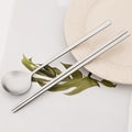 Axyaa Stainless Steel Dinnerware Set: Sushi Chopsticks, Soup Spoon, Flatware - Matte Finish