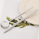 Axyaa Stainless Steel Dinnerware Set: Sushi Chopsticks, Soup Spoon, Flatware - Matte Finish