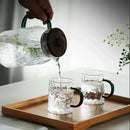 Axyaa Glacial Glass Coffee Cup with Handle - Heat Resistant Transparent Mug