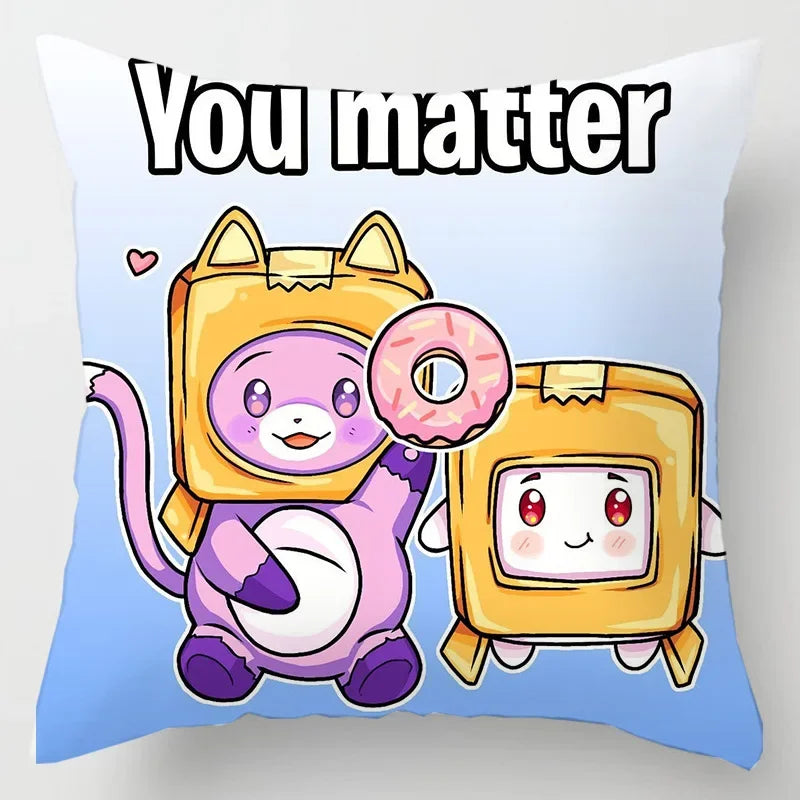Axyaa Cartoon Print Designer Pillow Cases: Lankybox Series Home Decor Cushion Cover