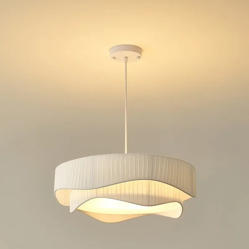 Axyaa Modern Creamy Style Chandelier - Nordic Bedroom Pendant Lights with LED Fabric Shade