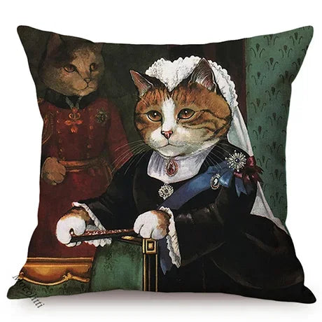 Axyaa Cat Portrait Nordic Art Pillow Cover