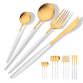 Axyaa 16-Piece Red Gold Matte Stainless Steel Cutlery Set