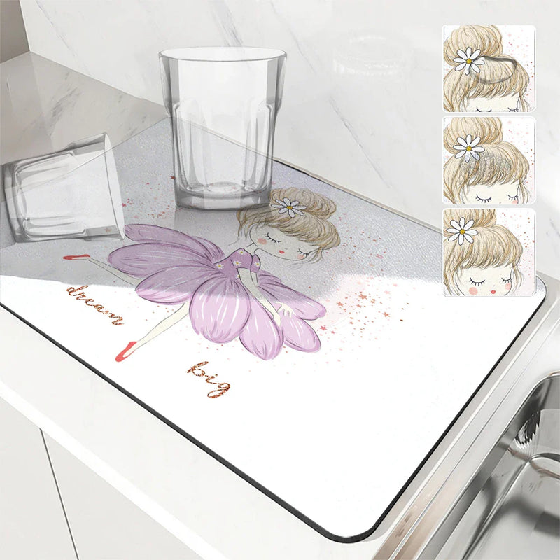 Axyaa Diatom Ballet Kitchen Drain Mats for Tableware and Coffee Machine