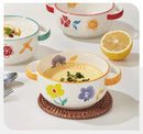 Axyaa 6-inch Kids Ceramic Steamed Egg Double Ear Bowl