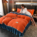 Axyaa Winter Warm Mink Fleece 4-Piece Bed Skirt Set
