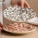 Axyaa Floral Pattern Ceramic Shallow Plate - Creative Tableware