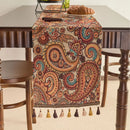 Axyaa Green Jacquard Table Runner with Tassels