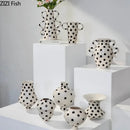 Axyaa Wave Point Ceramic Double Ear Vase: Elegant Decorative Vase for Flowers & Hydroponics