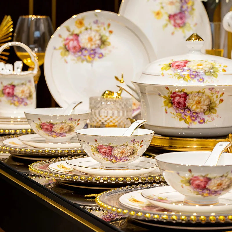 Axya™ European Style Bone Dinnerware Set with Utensils