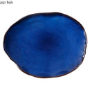 Axyaa Blue Ceramic Tableware Set - Steak Plate, Salad Bowl, Fish Plate, Sauce Dish
