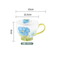 Axyaa Hand Painted Flower Ceramic Coffee Cup Large Capacity 480ml