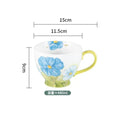 Axyaa Hand Painted Flower Ceramic Coffee Cup Large Capacity 480ml