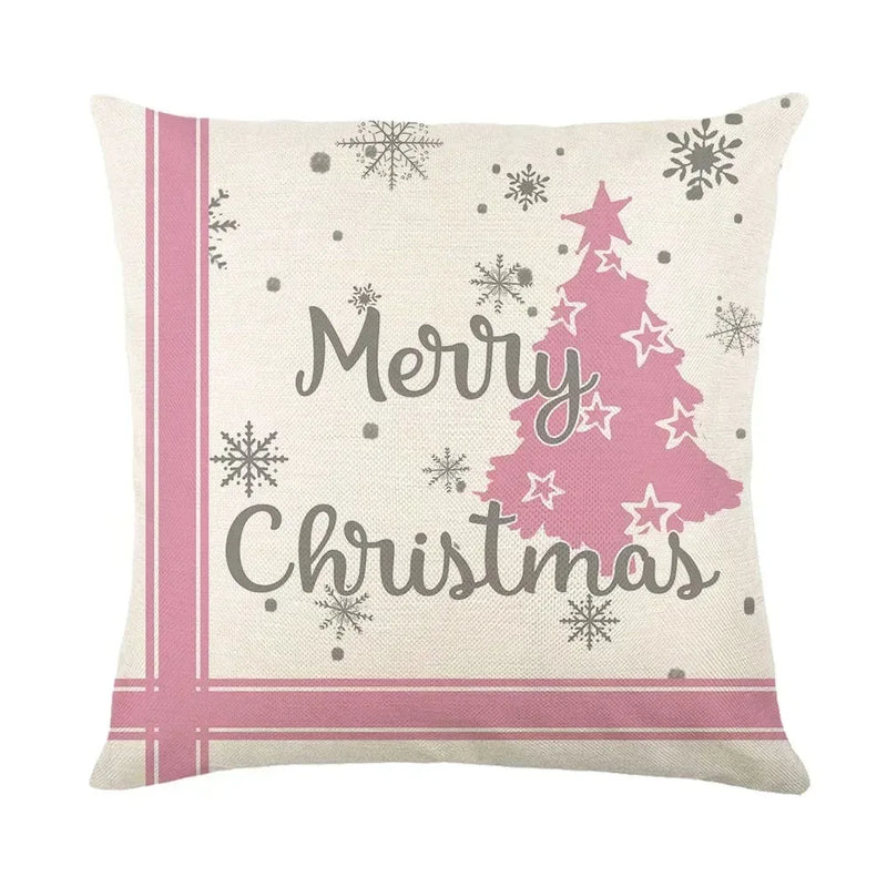Christmas Party Pillowcase with Santa Claus & Snowman Print for Home Decoration by Axyaa.