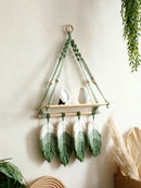Axyaa Leaf Tassel Macrame Wall Hanging Shelf: Boho Rustic Home Decor for Living Room, Bedroom, Nursery