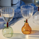 Axyaa Nordic Ripple Glass Goblet, 240ml, Fruit Green Apple Yellow Amber Pear Base
