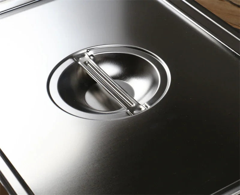 Axya Stainless Steel Buffet Plate with Covered Dish, Grilled Plate, and Storage Tray