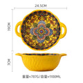 Axyaa Bohemian Enchanting Yellow Flower Ceramic Tableware Set