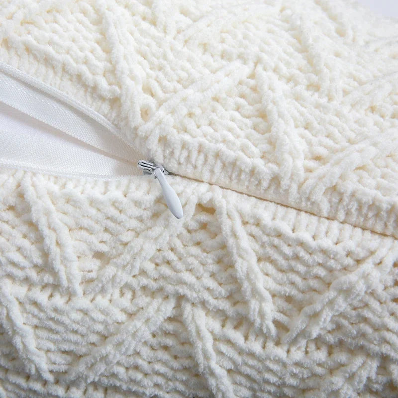Axyaa Soft Knit Cushion Cover 45x45cm Solid Pillow Case with Tassels