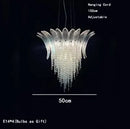 Clear Petal Glass Flower Chandelier with Crystal Tassel Pendants by Axyaa.