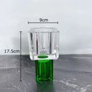 Axyaa Geometric Glass Vase with Artificial Flowers - Modern Decor & Crystal Vases
