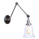 Axyaa Chrome Industrial Swing Arm Wall Sconce Clear Glass Lamparas De Pared