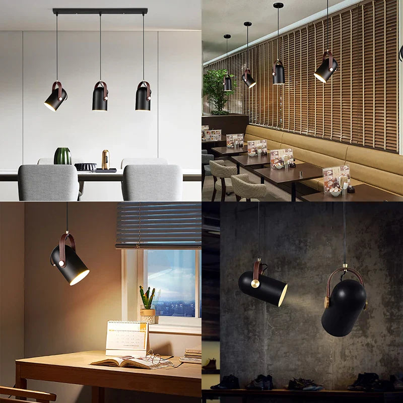 Axyaa Modern Rotatable Pendant Lights Metal Wood Accent Spotlights for Home Indoor Lighting