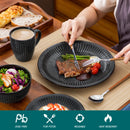 Axyaa Black Relief Ceramic Tableware Set - 16/32 Pieces, Elegant Dinnerware	Collection