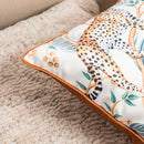 Axyaa Leopard Printed Velvet Cushion Cover 45x45cm Burnt Orange Knot Home Decor