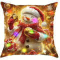 Axyaa LED Christmas Pillowcase with Santa & Snowman Garland Pattern