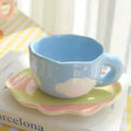 Ceramic Coffee Mug Set Creative Hand-painted Tea Cup with Saucer by Axyaa