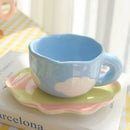 Ceramic Coffee Mug Set Creative Hand-painted Tea Cup with Saucer by Axyaa