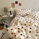 Axyaa Princess Pink Heart Bedding Set - Queen Twin Size - Cute Kawaii Design