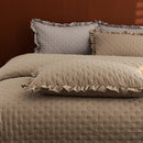 Axyaa Ruffle Pillowcase Set, Quilted Cotton Cover, White, 50*75cm